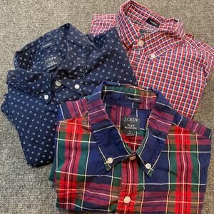 Lot of 3 J.CREW Flex Washed Classic Fit Cotton Button Down Shirt Mens Large